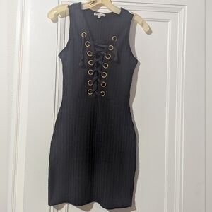 Black Lace-Up Mini Dress